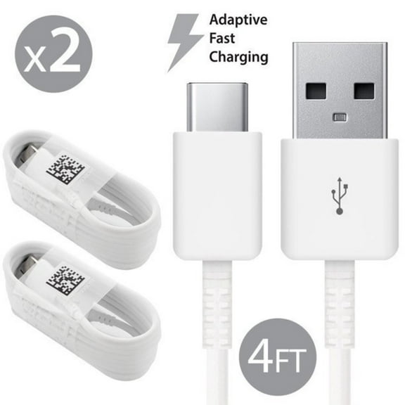 vAccessorize 3.1 Data Sync USB Type C Fast Charging Cable Charger Cord For Samsung, LG (2 Pack, 4 Feet, White)