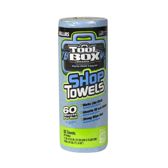 Tool Box Brand Blue Shop Towels, 1 Roll, 55-Count