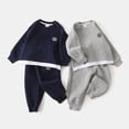 thumbnail image 3 of GYRATEDREAM Toddler Baby Boys Fashion Tracksuits Crewneck Long Sleeve Sweatshirt + Sweatpants Outfits Set Kids School Uniform Fall Winter Clothes Navy Blue for 2-8 Years, 3 of 3
