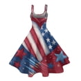 thumbnail image 4 of HAJWOH Women Independence Day Dresses 50s 60s Vintage Sleeveless Star and Stripe Print Cocktail Swing Dress Retro Patchwork Midi Evening Dress Blue XXL, 4 of 4