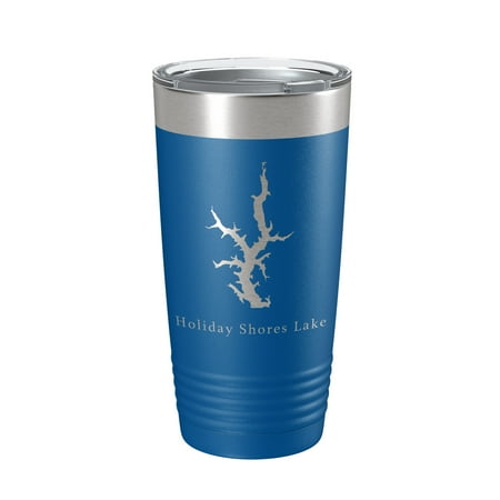 

Holiday Shores Lake Map Tumbler Travel Mug Insulated Laser Engraved Coffee Cup Illinois 20 oz Royal Blue
