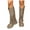 Khaki, variant on Women's Platform Tassel Combat Boots Slip On Gothic Knee High Booties Motorcycle Booties Side Zipper