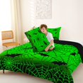 thumbnail image 4 of Feelyou Spooky Spider Web Full Size Comforter Sets, Halloween Bat Bedding Comforter Set, Green Black, Black Reversible, 3pcs, 1 Comforter and 2 Pillowcases, 4 of 7
