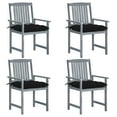 thumbnail image 2 of vidaXL Patio Chairs Outdoor Dining Chair with Cushions Gray Solid Wood Acacia, 2 of 88