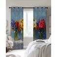 thumbnail image 4 of Spring Flowers Kitchen Curtains Rustic Botanical Vases Floral Oil Painting Cafe Short Curtains for Bathroom Blackout Window Curtain Small Window Treatment Drapes for Bedroom Living Room 27.5"x39"x2, 4 of 9