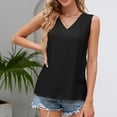 thumbnail image 6 of up to 60% off Gifts Usmixi Womens Tank Tops Casual Solid Comfy Breathable Cotton Linen Tee Shirts Vest Summer Trendy Plain V-Neck Sleeveless Shirts Blouse Black m, 6 of 7