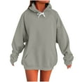 thumbnail image 2 of CQONEPT Women's Sherpa Lined Sweatshirts Drawstring Hoodies Dressy Casual Hooded Winter Outdoor Clothes with Pockets Gray M, 2 of 5