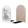 thumbnail image 2 of KLL Dragon Nest Sketch Print Wood Book Ends for Shelves,1 Pair Wood Bookends Book Holder Stand Decorative, Book Stoppers for Heavy Duty Books CD File Video Games, 2 of 8