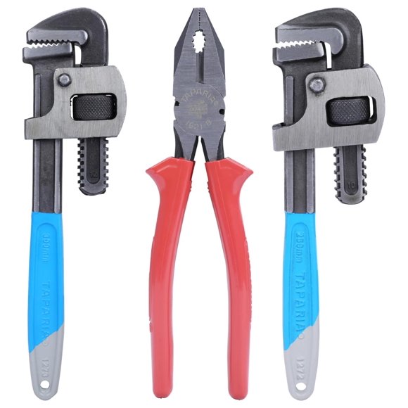 1274 Steel - 350mm, Stillson Type Pipe Wrench - Blue & Black | Easy To Maintain, Combination Cutting Piler, Comfortable Grips, Easy To Use | Open Ended Wrench Set