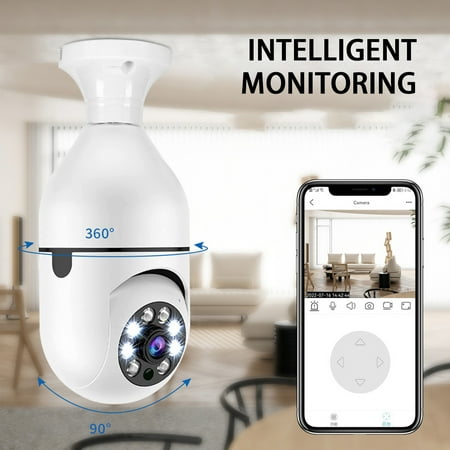 

Xinwanna Surveillance Camera 1080P HD-compatible Real-time Intelligent Monitoring 360 Degree Rotatable Indoor Sensitive WiFi Bulb Smart IP Camera