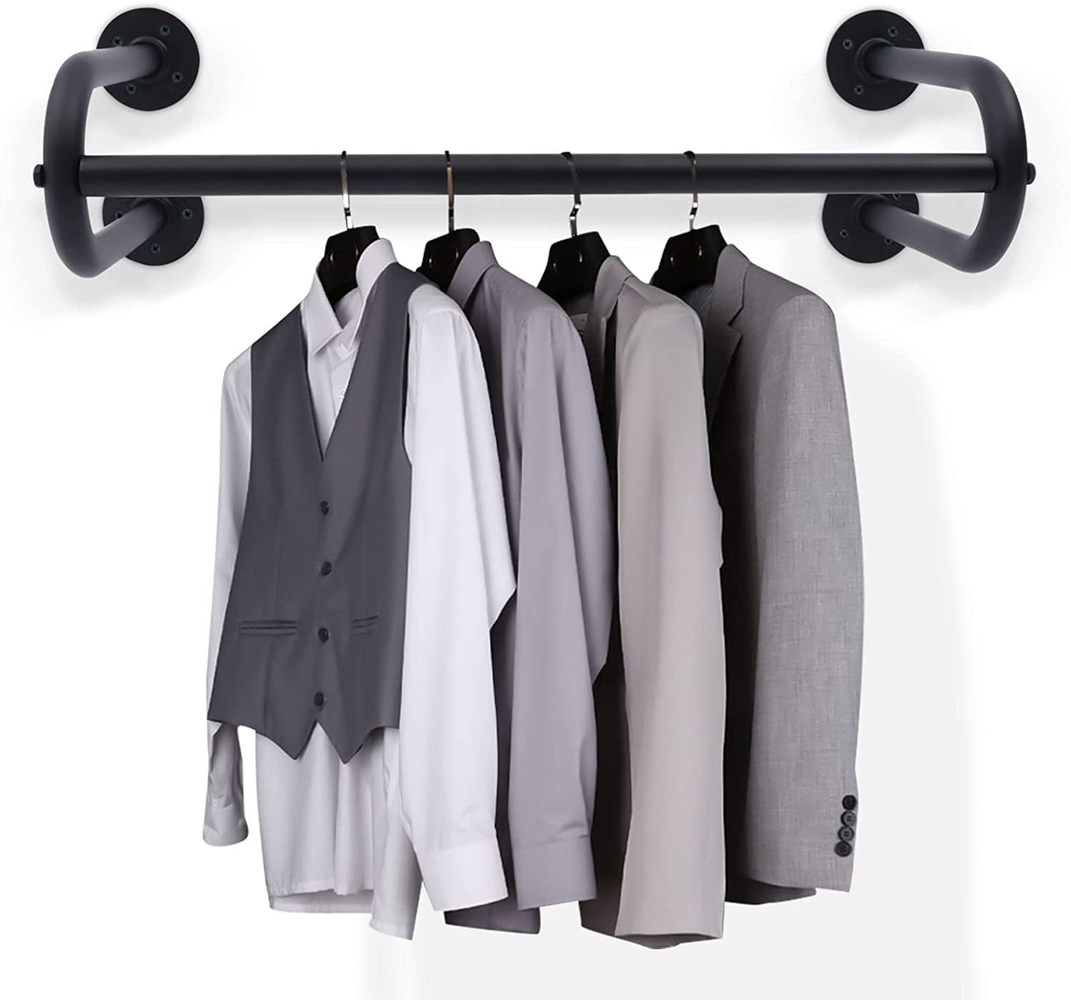 Miumaeov Wall Mounted Clothes Rack Industrial Pipe Coat Hanger Heavy ...