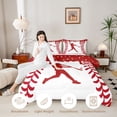 thumbnail image 3 of Erosebridal Red Dripping Baseball Stitch & Hitter Silhouette Graphic Queen Comforter Set 3pcs, Sport Graphic Bedding Comforter Set for Boys And Girls Kids,Super Cozy Room Decor, 3 of 6