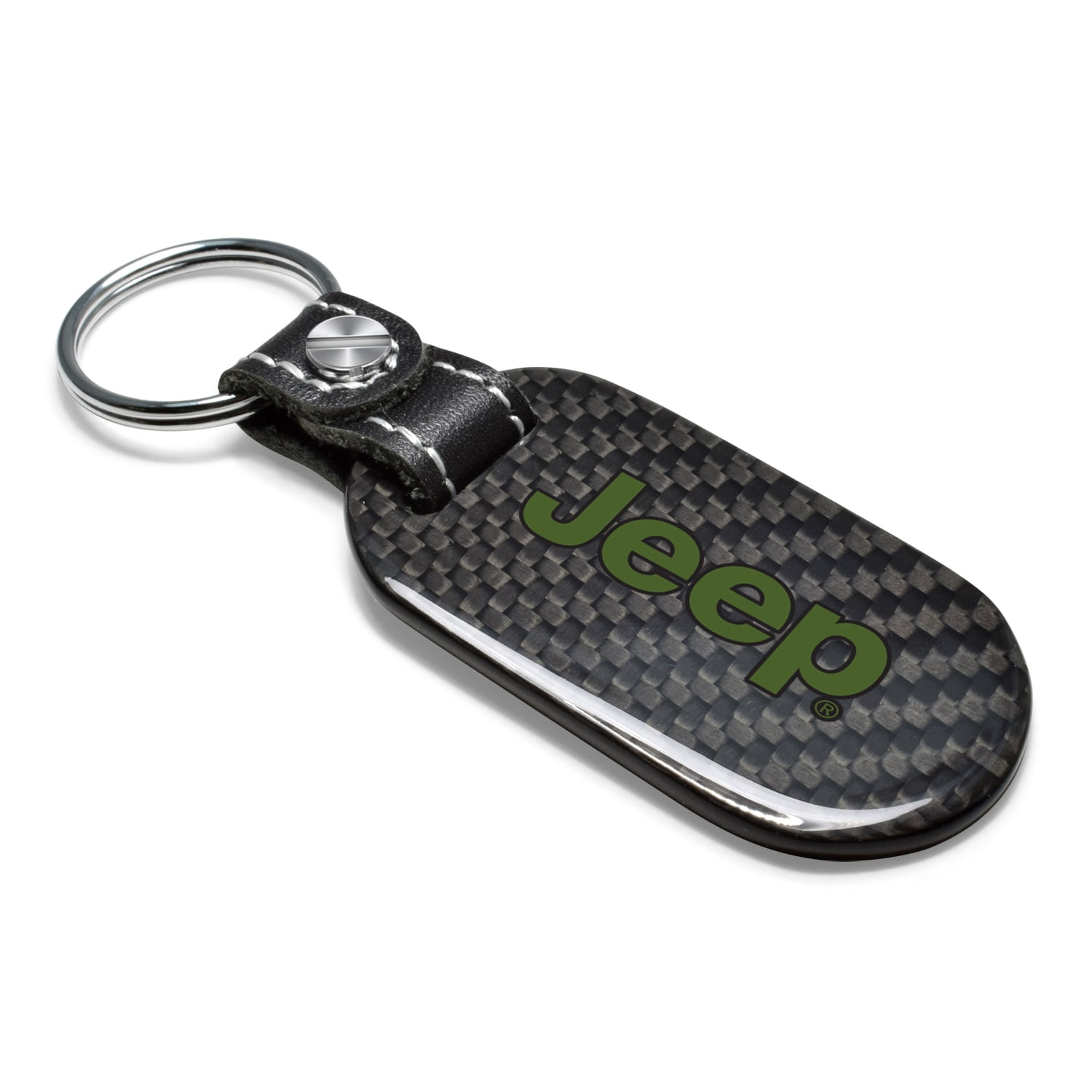 Jeep in Green Real Carbon Fiber Dog-Tag Style Key Chain
