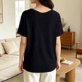 thumbnail image 6 of Fengqque Womens Short Sleeve Tops V Neck Summer T Shirt Casual Basic Tees Solid Color Trendy Tops Black XL(XL), 6 of 6