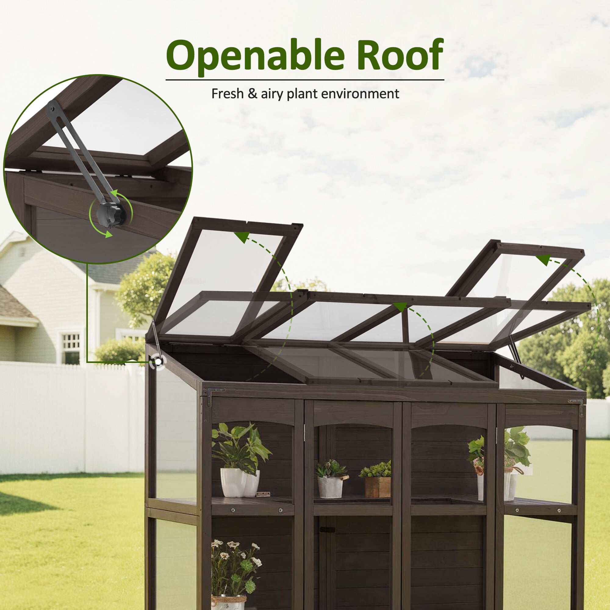 MCombo Wood Walk-in Outdoor Large Greenhouse 0899(Brown)