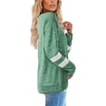 thumbnail image 6 of Long Sleeve Tops for Women Fashion Casual Womens O Neck Long Sleeve Striped Spliced Tops Loose Sweatshirt Womens Tops Green M, 6 of 9
