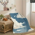 thumbnail image 7 of 2D flat soft and 280GSM comfortable striped flannel blanket modern vintage style machine washable an oil painting of clouds in the sky with a blue and white color 2 suitable for all seasons perfect f, 7 of 7