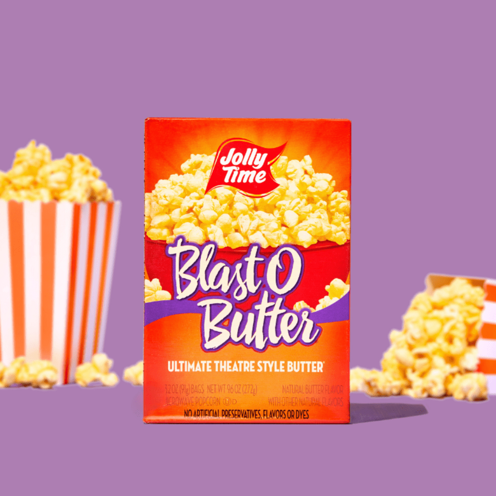 Jolly Time Blast O Butter Ultimate Theatre Style Microwave Popcorn, 3.2 oz, 6 pack.