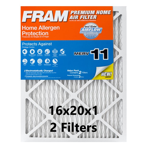 FRAM 16x20x1 Home Allergen Protection HVAC Furnace Air Filter, MERV 11