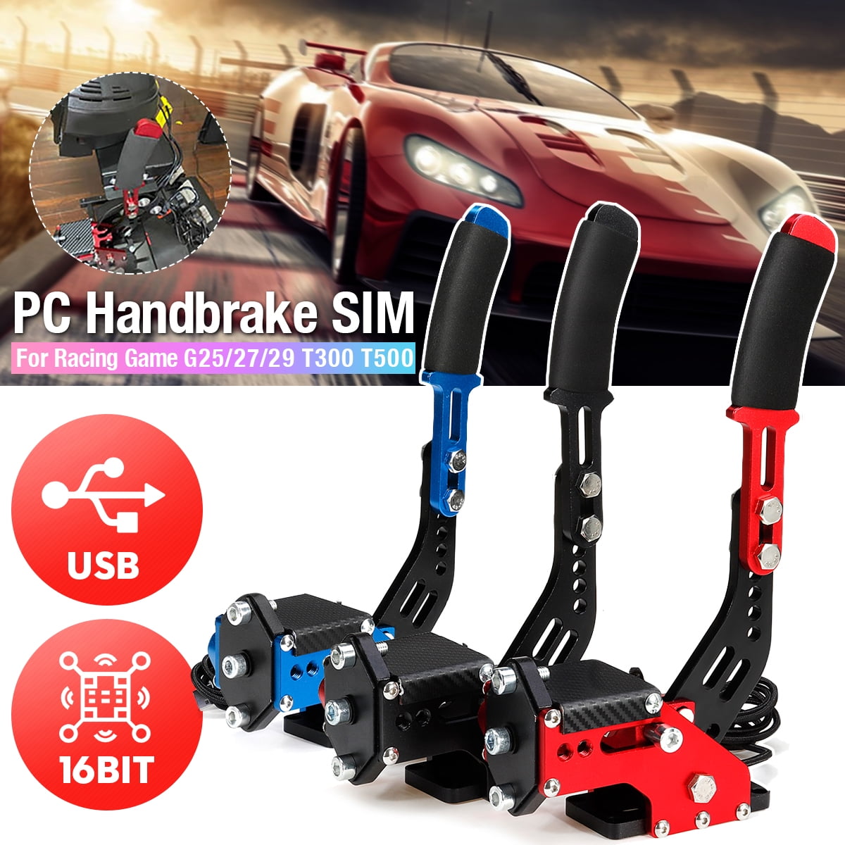 for Win System USB Handbrake for PC 27/29 14-Bit Adjustable Drift Professional Gaming Devices for Racing Games G25 