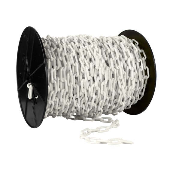 1.5 Inch x 200 Feet White Plastic Safety Chain Reel
