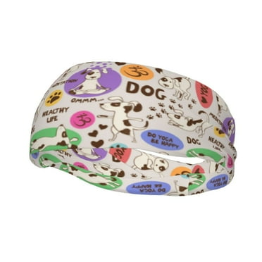 Easygdp Dog Doing Yoga Sports Headband Non Slip Headband Unisex for Head Circumference 19.6 - 22.4 inch