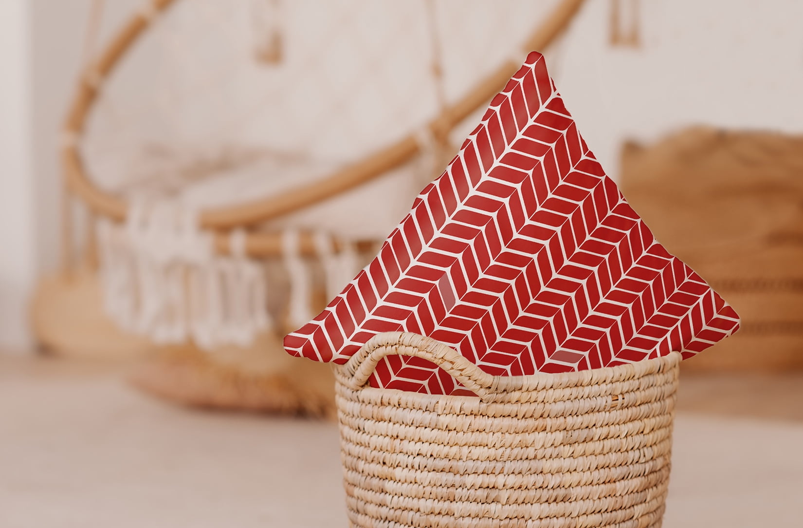 16" x 16" Simply Daisy Modern Leaf Pattern Polyester Accent Pillow, Berry Red Qty 1