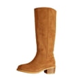 thumbnail image 2 of Gamivast Boots for Women Faux Suede Knee High Boots Round Toe Pull On Riding Boots Low Block Heel for Outdoor Travel Walking Daily Casual Footwear Orange 38, 2 of 6