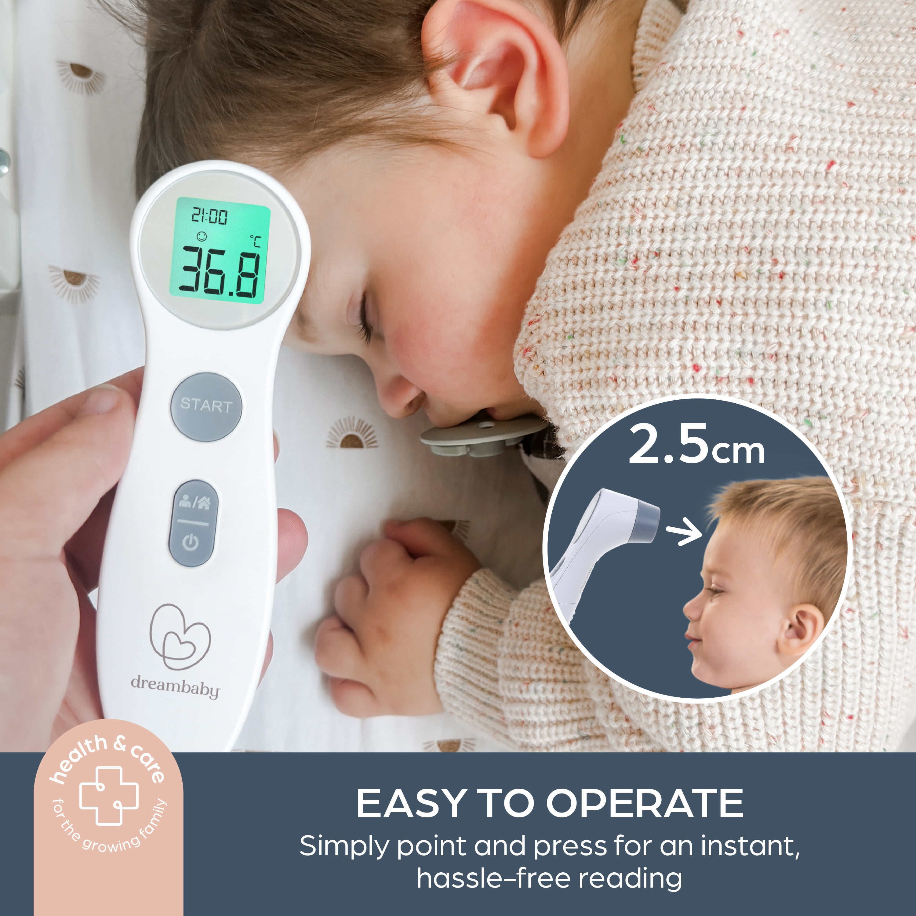 Dreambaby® Touchless Non Contact Digital Infrared Forehead Thermometer - Fever Temperature Scanner - for Baby and Adults (with Object Mode Switch Option)