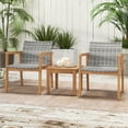 thumbnail image 4 of Costway 3 PCS Outdoor Furniture Set, Acacia Wood Frame Sofa Set with Rattan Seat, 4 of 9