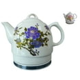 thumbnail image 2 of FixtureDisplays® Ceramic Electric Kettle with Peony Flower Pattern Two-tone 15000, 2 of 5