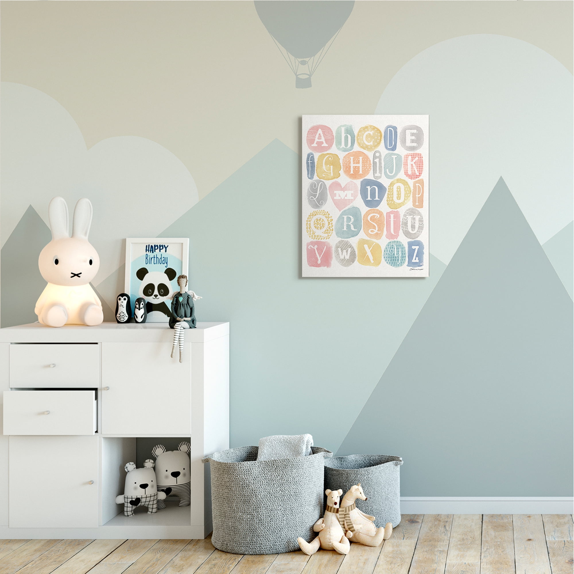 Stupell Industries Soft Pattern Watercolor Letters Alphabet Chart Typography Painting Gallery Wrapped Canvas Art Print Wall Art, 24 x 30