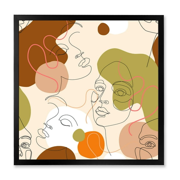 Designart 'One Line Portrait of Afro American Women VII' Modern Framed Art Print