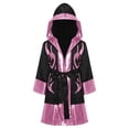 thumbnail image 3 of Haitryli Kids Boys Boxer Themed Outfit Boxing Training Outfit Satin Metallic Hooded Boxing Robes Cloak with Belt Black Pink 12, 3 of 6