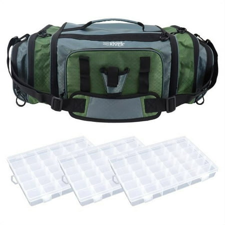 Osage River 1127466 Elite Ripstop Fishing Tackle Bag with 3 Tackle Boxes Olive