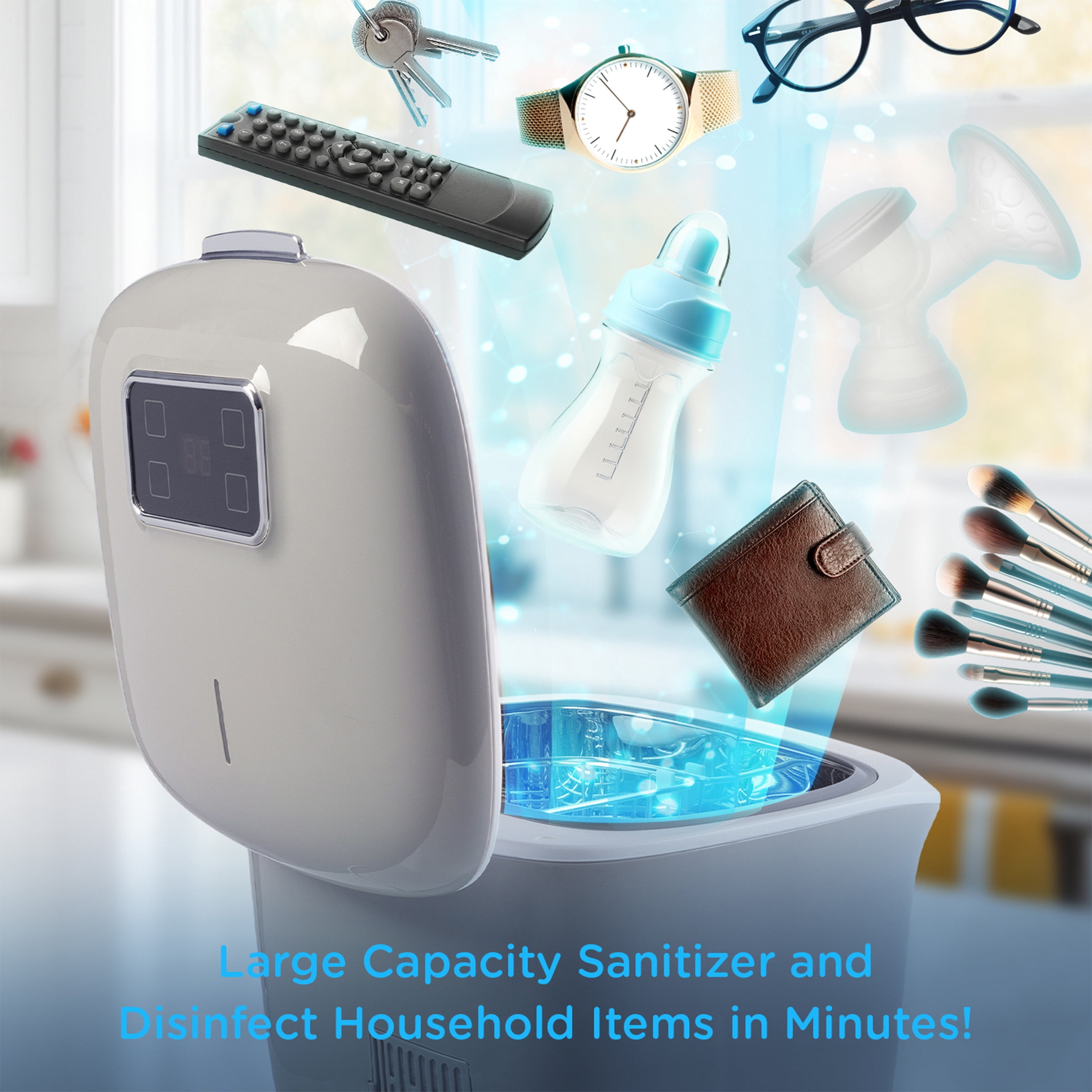 EVLA’s Baby Bottle Sanitizer and Dryer, Sanitizes Bottles, Pacifiers, Toys, Phones in Minutes (Gray)