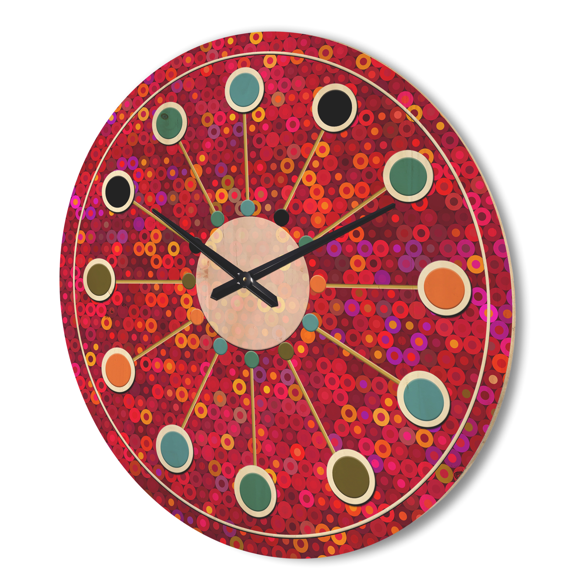 Designart 'Circular Retro Pattern Design II' Mid-Century Modern Wood Wall Clock