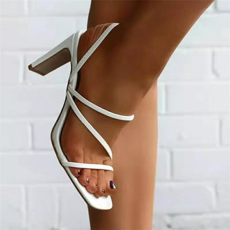 

ãyilirongyummã white 38 sandals women large ladies heel color size summer fashion strap thin solid sandals thick women s sandals