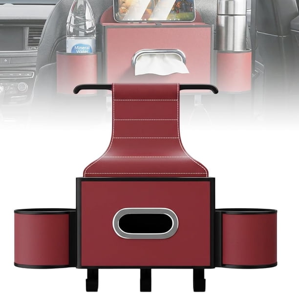 Caja de Almacenamiento para El Respaldo Del Asiento Del Automóvil, Bolsa de Almacenamiento Multifunción, Caja de Pañuelos para El Automóvil, Gancho para Taza de Almacenamiento para El Asiento Trasero