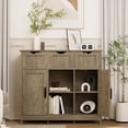 thumbnail image 4 of Storage Cabinet with Drawers and Shelves, Wooden Floor Cabinet, Accent Cabinet for Living Room Bedroom Bathroom, Gray, 4 of 7