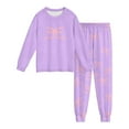 thumbnail image 6 of JIAYUE Girls Kids Pajamas Outs Cartoon Pattern Print Crew Neck Long Sleeve Sleepwear Tops Elastic Waist Ankle-Tied Pants Cozy Loungewear Two Piece Set For Night Comfort Lightweight Wear,7-8 Years, 6 of 7
