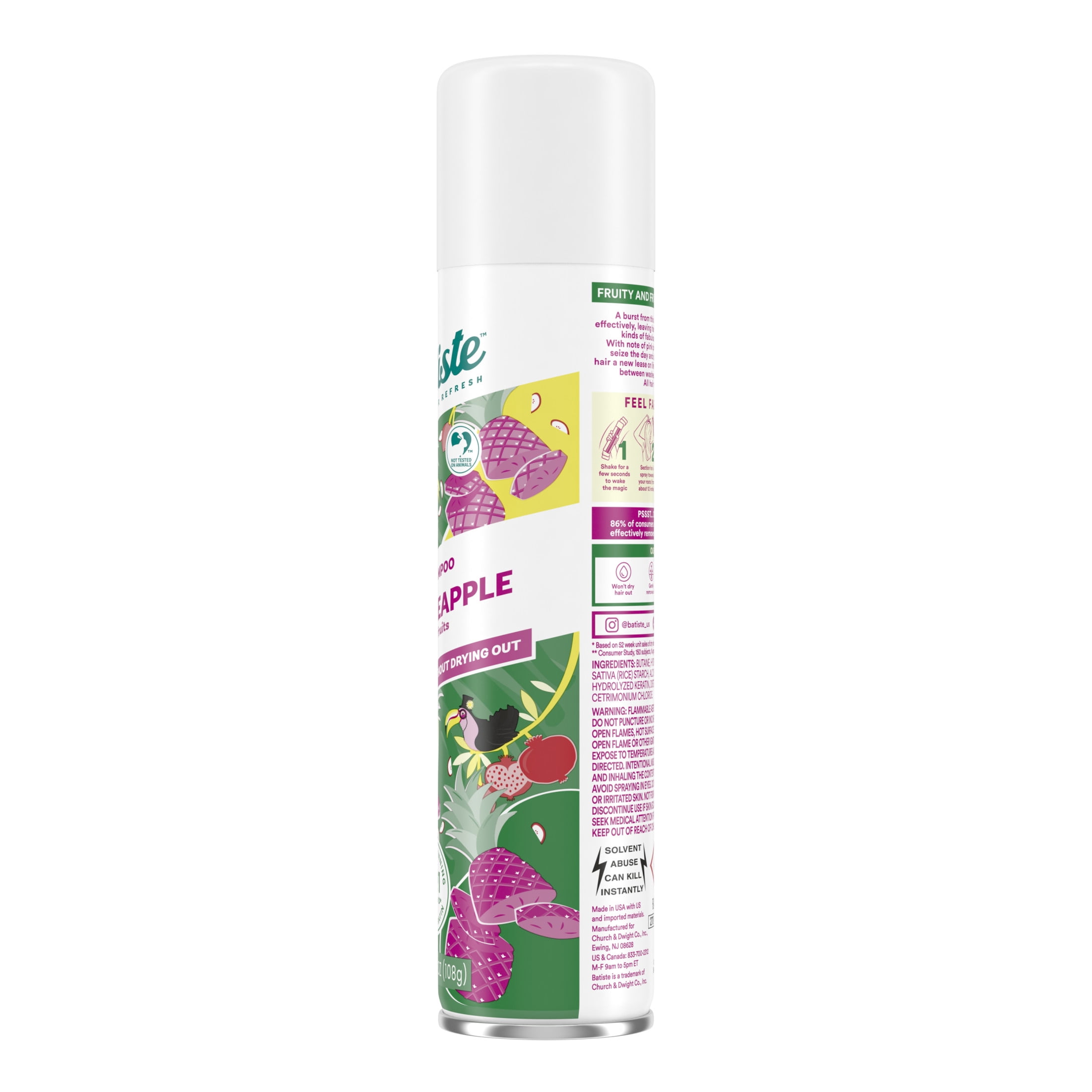 (3 pack) Batiste Pink Pineapple Dry Shampoo, Instantly Refresh Hair & Absorb Oil Between Washes, 3.81 oz