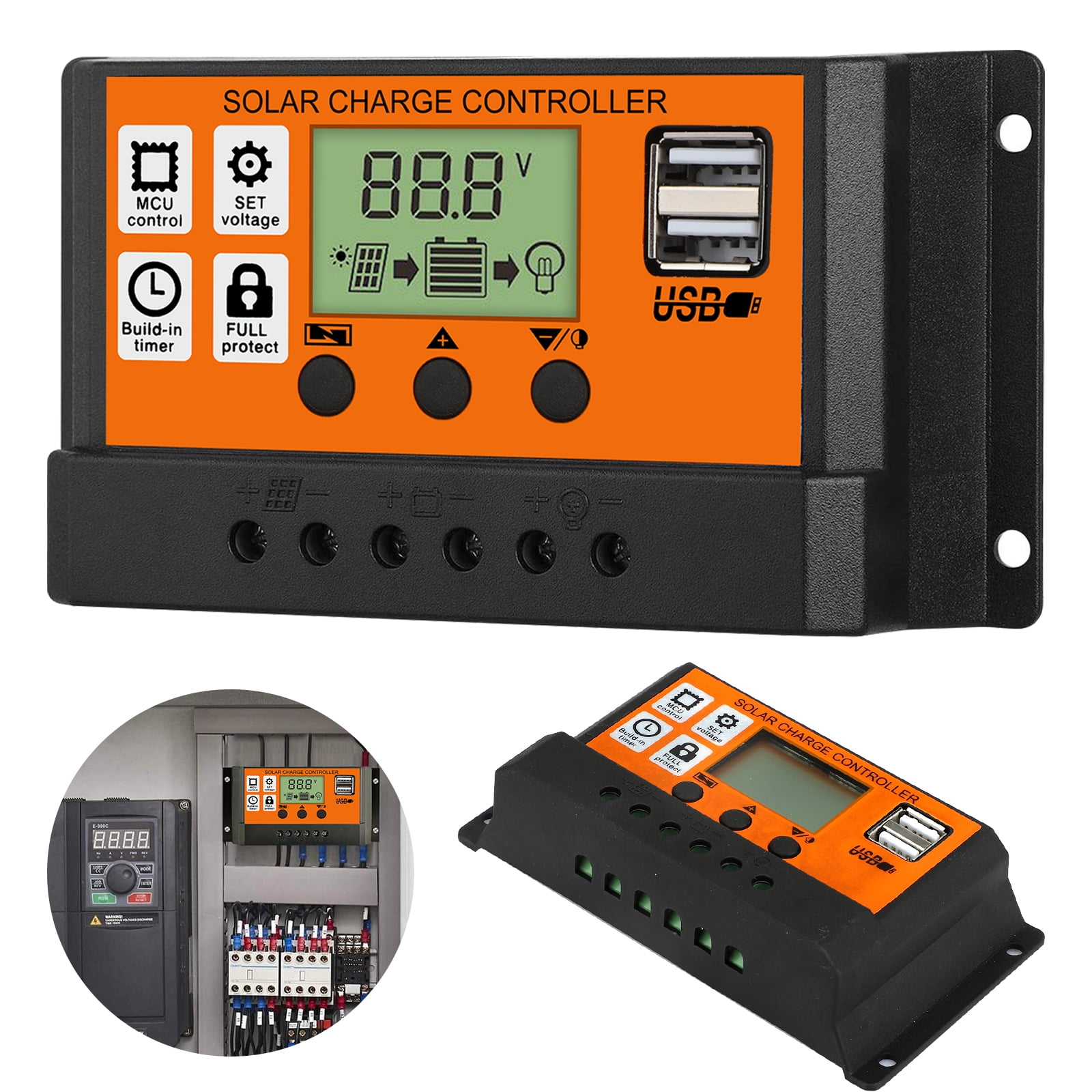 100A MPPT Solar Panel Regulator Battery Charger Controller 12/24V With LCD USB 