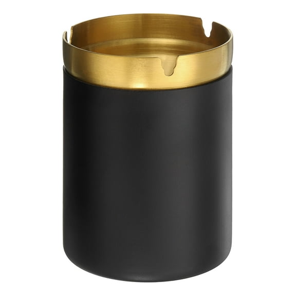 Ashtray with Lid, Stainless Steel Ash Tray, Thickened Style Black