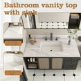 thumbnail image 2 of 43 Inch Marble Vanity Top, White Vanity Top with 3 Pre-drilled Faucet Holes, Bathroom Vanity Top with Undermount Rectangular Middle Sink and 4" Height Backsplash, The Cabinet are not Included, 2 of 10