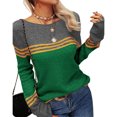 thumbnail image 6 of Fair Isle Sweater for Women Crew Neck Striped Sweater Loose Comfortable Fall Winter Business Casual Outfits Pullover Knit Tops, 6 of 6