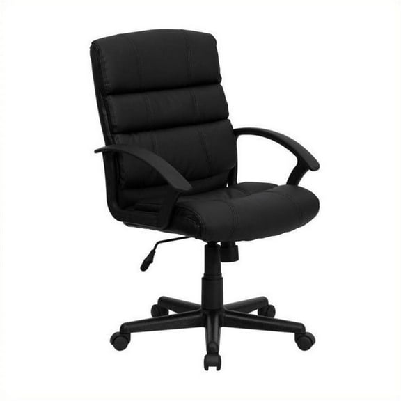 Scranton & Co Mid-Back Leather Office Chair in Black