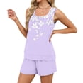 thumbnail image 6 of Sewkxo Two Piece Sets for Women Summer Lounge Drawstring Shorts Sets Tank Square Neck Sleeveless Sweat Sets With Pocket,Multicolor 3XL, 6 of 8