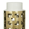 thumbnail image 4 of CosmoLiving by Cosmopolitan 14" Gold Ceramic Vase with Gold Cut Out Accents, 4 of 12