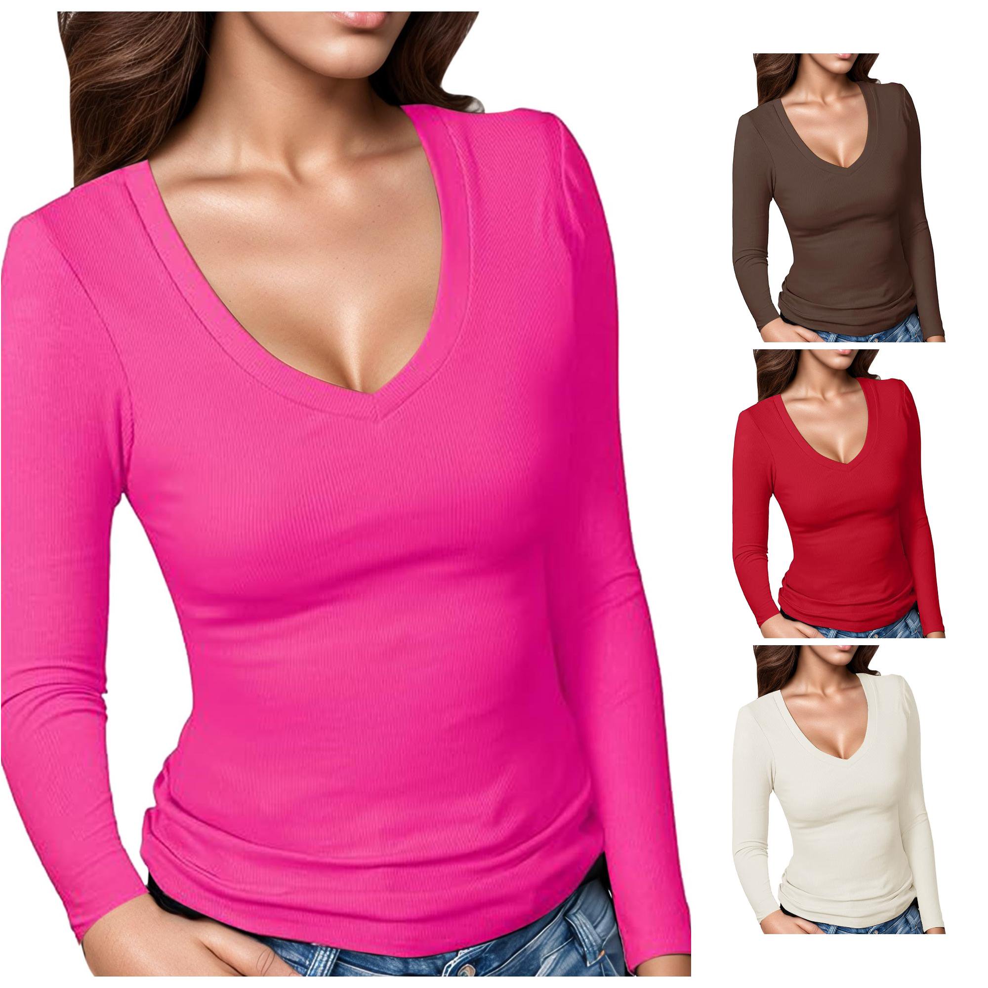 Womens Athletic Tops Fit Mom Stretchy Shirts for Women Loose T Shirts Athletic Tops for Women Loose Fit Tee Girls Summer Womens T Long Sleeve Cold Gear Short Sleeved Pink S